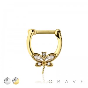 DRAGONFLY DESIGN SEPTUM HINGED CLICKER